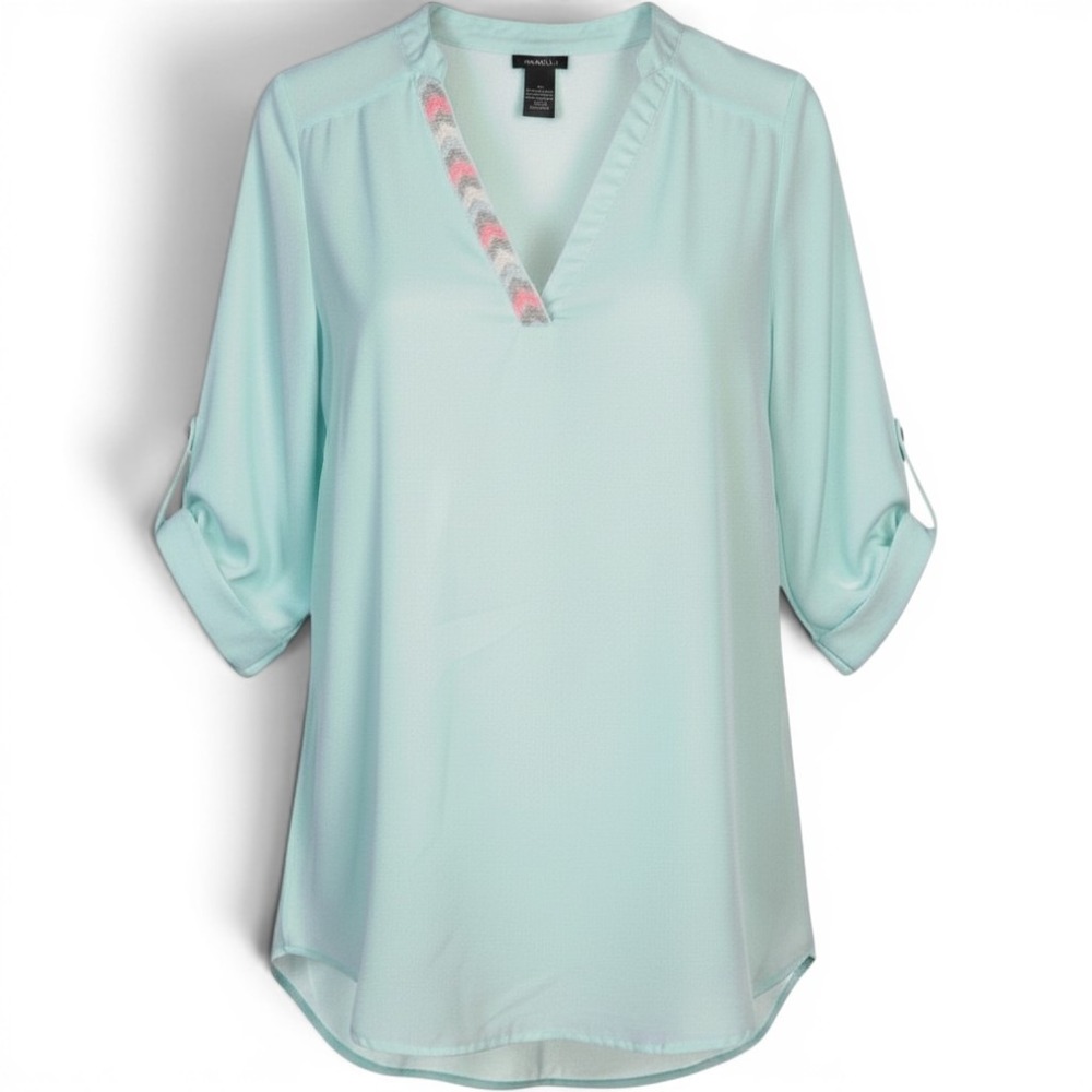 Y2K Rue21 Women's Blue, Roll Tab Sleeve Blouse Small